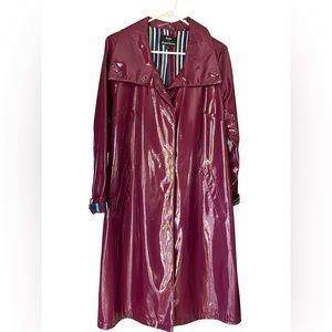 Dennis Basso Trench Rain Coat Purple Patent Style Midi. Soft & Flexible vintage